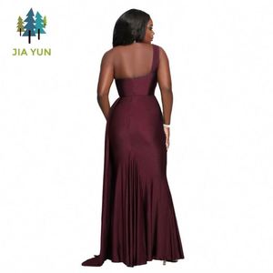 2026 New Fashion Solid Color Sleeveless One Shoulder Sexy Tight Height Waist Slit <strong>Temperament</strong> Women's Evening Party Dress - Product Image 5