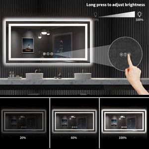 <span class=keywords><strong>Miroir</strong></span> de salle de bain intelligent à LED rétroéclairé rectangulaire anti-buée à écran tactile de style moderne, <span class=keywords><strong>miroir</strong></span> de vanité de salle de bain avec lumière - Product Image 6