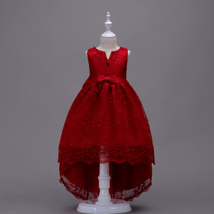 Pink Lace Flower Girl Dress V-Neck Ball Gown For Children With <b>Bow</b> Belt - Product Image 2