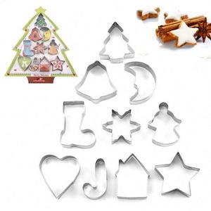 6Pcs 10Pcs Winter Christmas <b>Cookie</b> Cutter Set, Stainless Steel with Gingerbread Men Christmas Tree Snowflake - Product Image 3