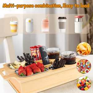 सोफे ब्यूटीलर स्नैक आयोजक लकड़ी बांस बीयर बॉक्स सोफे बिस्तर टीवी प्रेमियों के लिए सोफे ट्रे - Product Image 4