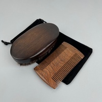 Ensemble de soins de la barbe pour homme en bois de hêtre de haute qualité, brosse à barbe en poils de cheval, peigne, brosse à raser et kit de toilettage pour homme