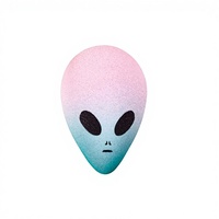 Nouvelle houppette à poudre de maquillage pour le visage, en polyuréthane hydrophile, à motif dégradé fantôme extraterrestre d'Halloween, avec expression amusante et créative