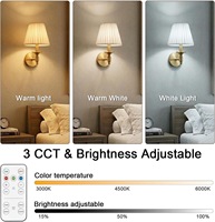 Lampe murale LED à abat-jour en tissu, rechargeable, à intensité variable, avec ampoule RGB et télécommande pour chambre à coucher, couloir, lampe murale sans fil