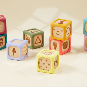 <span class=keywords><strong>Cube</strong></span> éducatif en <span class=keywords><strong>bois</strong></span> de silicone, blocs empilables, jouets pour bébés, construction d'enfant, ensemble de blocs souples en silicone - Product Image 3