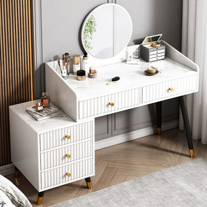 Tavolo da toeletta design moderno da donna piano in marmo trucco vanità comodino comò con specchio intelligente mobili camera da letto lusso - Product Image 2