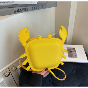 Bolso de hombro pequeño con diseño de cangrejo de dibujos animados creativo personalizado de estilo japonés, bolso de cuero Pu de concha 3D divertido único - Product Image 2