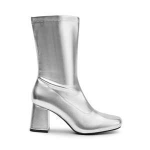 Botas Gogo para mujer, botas de media pantorrilla con punta cuadrada para mujer, botines al tobillo, botas de vestir de tacón grueso, piel sintética con cremallera - Product Image 2