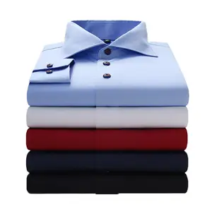 Resin Button up Shirt Men Business Slim Fit Dress Shirts Wholesale 2023 New Design Thin Poplin Cotton Woven Fabric Long Sleeve