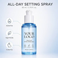 Spray Fixateur de Maquillage Marque Blanche Logo Personnalisé 80ml – Petit Flacon Bleu – Brume Ultra-Fine Longue Durée Anti-Bavures