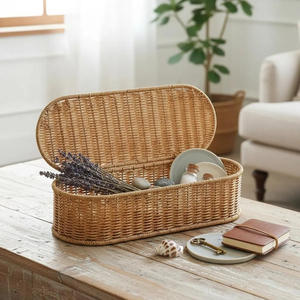 Panier de rangement en rotin tressé fait main du Vietnam, style bohème, pour cuisine, en osier naturel, fournisseur d'articles de rangement pour la maison - Product Image 4