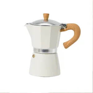 Draagbare Roestvrijstalen Kachel Inductie Mokka Moka Italiaanse Aluminium Espresso Maker Koffie Moka Pot Houten Handvat