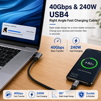 Cable de Datos USB4 5A de Carga Rápida LUNG KAY, Cable Thunderbolt con Trenzado de Nailon, Conector Tipo-C de 90°, 2m para Computadora, Pantalla 8K