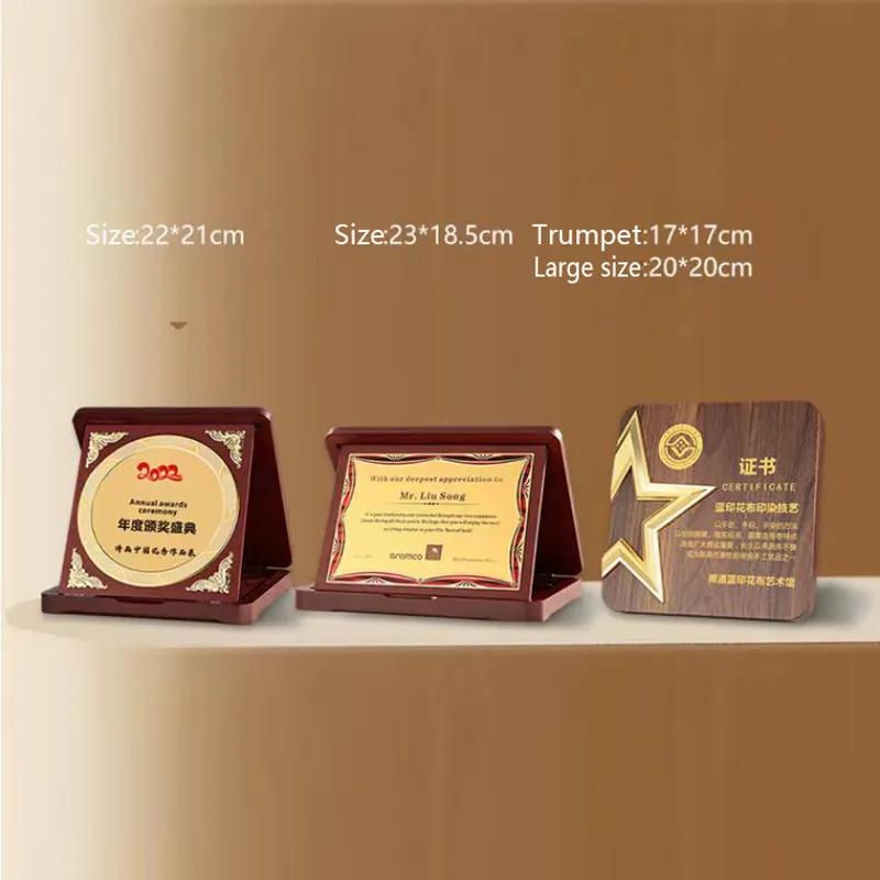 Customized Trophy Wooden Business Awards Souvenir Agency Plaque Certificate Plaque Honors Wall