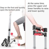 Chariot à main robuste à 6 roues, plateforme réglable en aluminium, chariot monte-escaliers, capacité de charge de 75 kg, chariot pliable portable, outils
