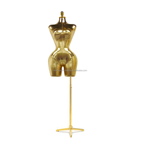 Mannequin Femme Courbes Voluptueuses et Hanches Proéminentes, Style Brésilien, en Fibre de Verre Revêtue de Cuir Doré, Torse Demi-Taille Grande Taille pour la Vente