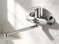 Robinet de douche mural en alliage de zinc chromé avec noyau en céramique, mitigeur bain-douche adapté aux salles de bain d'hôtels et d'appartements