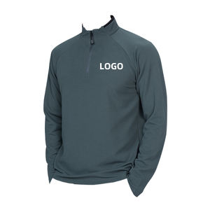 Sportswear Men Workout Bodybuilding 1/4 Zipper Tshirts Mens <b>Tight</b> Quick Dry Polyester Long Compression Gym Shirts Men - Product Image 3