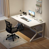 Bureau d'ordinateur rectangulaire simple en métal pour la maison, l'étude ou le bureau, petite table de bureau pour étudiants et chambre à coucher