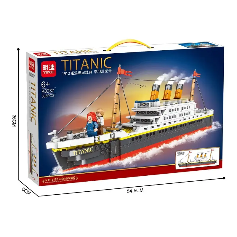 Titanic Ship Model Building Block Set 3D Puzzle Sets DIY Educational Toys Bricks Toy-with 586 Pcs Micro Mini Blocks Ideal Gift