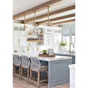 Muebles de Cocina de Diseño Personalizado de Lujo, Estilo Shaker, con Isla Blanca, Gabinetes Modulares de Melamina Lacada - Product Image 6