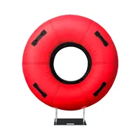 Support de toile de fond rond en métal de 6,5 pieds avec cadre à double anneau et housse rouge foncé pour événements, fêtes d'anniversaire sur le thème des voitures de course et cabines photo