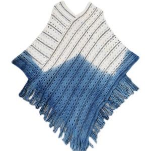 Bufanda de Algodón Puro para Mujer, con Borlas Artísticas, Teñida a Mano con Técnica Tie-Dye, Color Índigo, Estilo Étnico, Ligera, para Invierno - Product Image 1