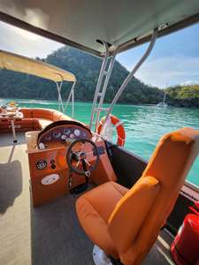 Nuevo Barco <span class=keywords><strong>de</strong></span> velocidad <span class=keywords><strong>de</strong></span> pontón <span class=keywords><strong>de</strong></span> fiesta <span class=keywords><strong>de</strong></span> aluminio <span class=keywords><strong>de</strong></span> <span class=keywords><strong>lujo</strong></span>, yate <span class=keywords><strong>de</strong></span> vela <span class=keywords><strong>de</strong></span> 25 pies con motor fuera <span class=keywords><strong>de</strong></span> borda soldado a mano para uso deportivo en el río - Product Image 6