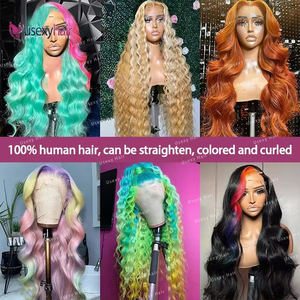 Vente en gros 13x4 13x6 350 #   Perruques en cheveux humains ondulés couleur gingembre personnalisée, avec dentelle frontale HD complète, pour femmes noires - Product Image 5