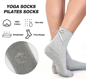 Medias personalizadas para mujer, calcetines de Pilates de algodón antideslizantes con muestra gratis, para yoga y fitness - Product Image 1