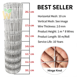 Recinzione per Pecore con Giunti a Cerniera Zincata 1m X 50m, Filo <span class=keywords><strong>da</strong></span> 2,0mm, 8 Fili, Rete per Recinzione di Capre, Pollame e Piccoli Animali - Product Image 1