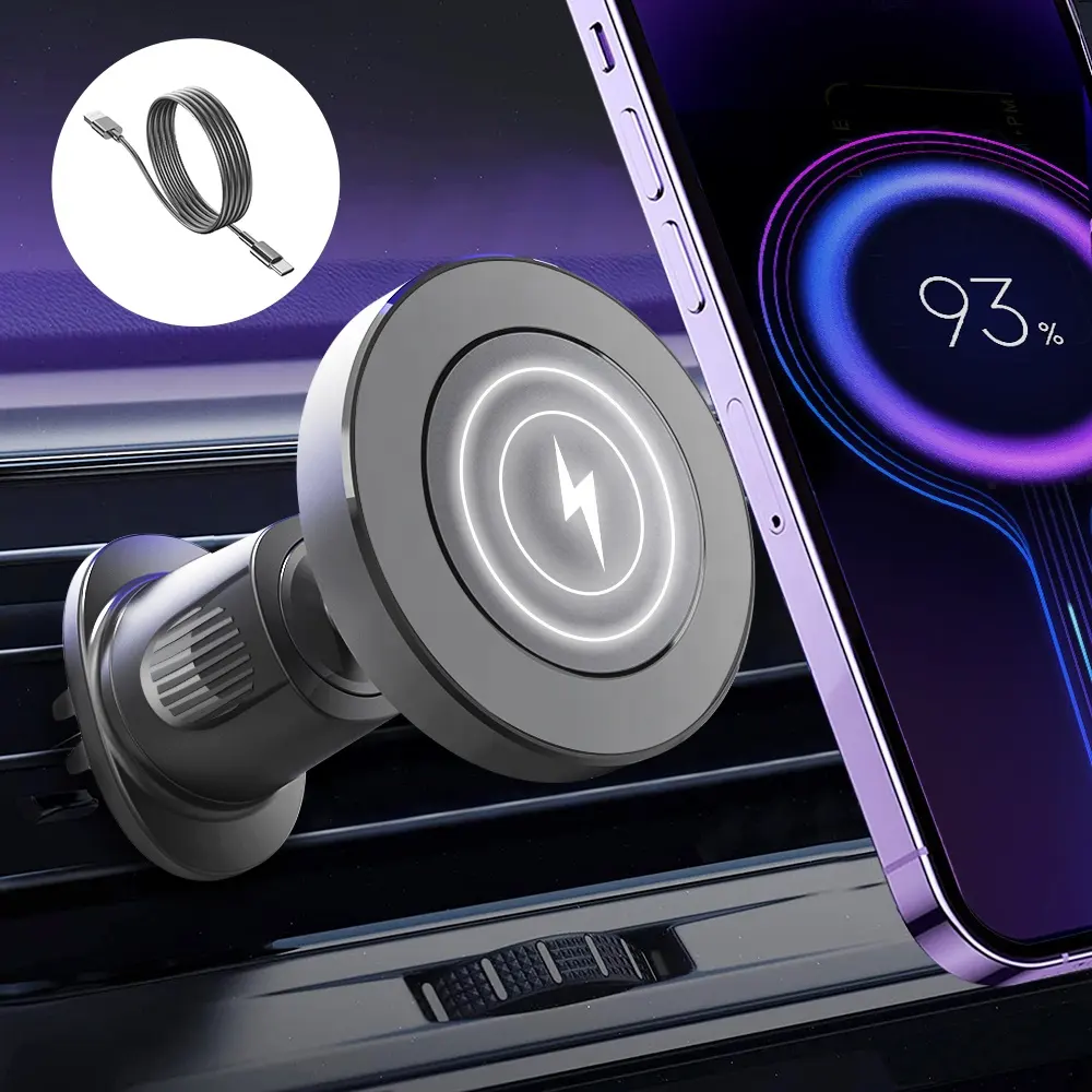 15W Magnetic Wireless Car Charger Fast charging Magsafe Car Phone Holder Strong Magnet Mobile Phone holder for Car mount stand