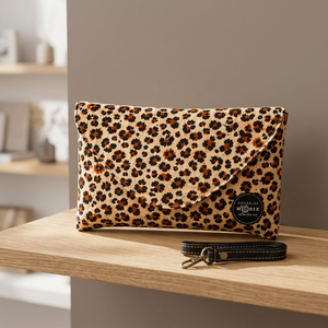 Printed Cotton <b>Envelope</b> Pouch with Leopard Pattern | Zipper Cosmetic Clutch Bag | Fashion Travel & Organizer Pouch - Product Image 6