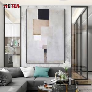 Figura geometrica minimalista moderna pittura a olio dipinta a mano <span class=keywords><strong>soggiorno</strong></span> sala da pranzo murale <span class=keywords><strong>tela</strong></span> da parete con Base di supporto appesa - Product Image 4