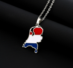 Collier pendentif en acier inoxydable en forme de carte de Mauricius, surface lisse colorée, drapeau du Venezuela, émail coloré - Product Image 4