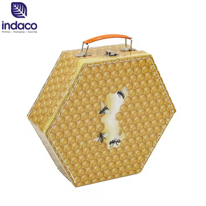 Hexagonal honeycomb pattern cardboard <b>suitcase</b> gift <b>box</b>, customized printed portable paper <b>suitcase</b> packaging <b>box</b> - Product Image 4