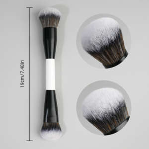 Ensemble de pinceaux double embout HQ Mixed Proc Discount Hot Sale, blanc et noir, poils synthétiques, vegan, pour fond de teint en poudre, pour le maquillage - Product Image 2