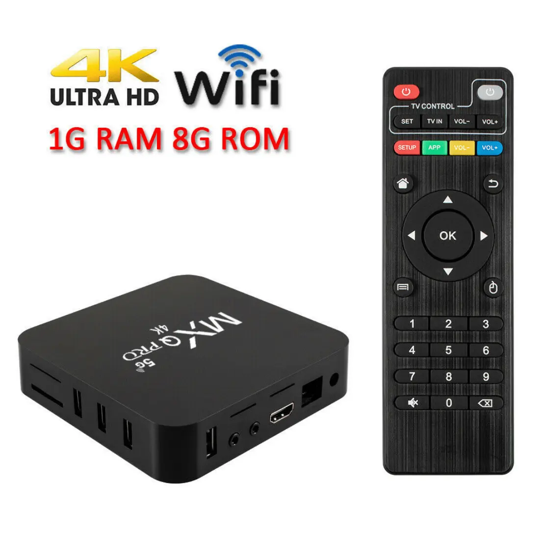 2023 Smart Set-Top Box Android 7,1 10 System MXG PRO Rockchip RK3228 2 GB 16 GB 4 K 60 FPS HD 3D 2.4 G Wifi 100 M Fernsehbox