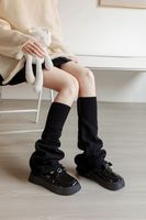Jambières tricotées larges et tendance pour femme, style ample et tombant avec bord retroussé, longues, pour tenues Y2K, JK, streetwear et quotidiennes