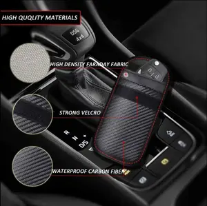 Carbon Fiber Faraday Key Fob Protector Compact Key Case Signal Blocking Faraday Pouch Pocket Size Car Key Wallets Faraday Bag