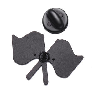 Bros Tema balap Retro hitam dan putih kisi-kisi bendera lencana logam cek bendera Enamel Lapel Pin - Product Image 4