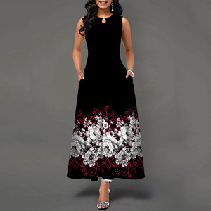 Nouvelle arrivée <span class=keywords><strong>Robe</strong></span> longue sans manches Jupe imprimée de positionnement pour femmes <span class=keywords><strong>Robe</strong></span> longue vintage bohème - Product Image 5