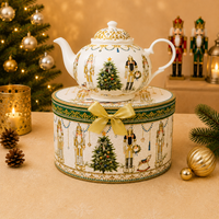 Tasse, Assiette, Théière et Cuillère en Céramique Motif Casse-Noisette de Noël – Idéal pour le Café, le Lait, le Thé – Parfait pour les Cadeaux de Fêtes et les Fêtes Thématiques – Vaisselle Festive