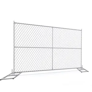Wholesale High Quality 6 12 Ft Hot Dipped Galvanized Portable Chain Link Temporary Construction Fence Panel For Sale