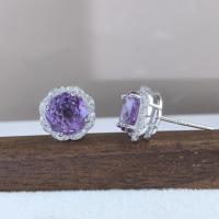 Fabrik-Großhandel Rhodium-Plattierte 925 Sterling Silber Rosenschliff Verschiedene Arten von Natürlichen Edelsteinen Blumen-Ohrstecker für Damen