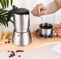Cafetière Moka Kingze de style italien classique, cadeau d'affaires, en acier inoxydable, 250 ml/350 ml, portable, avec couvercle
