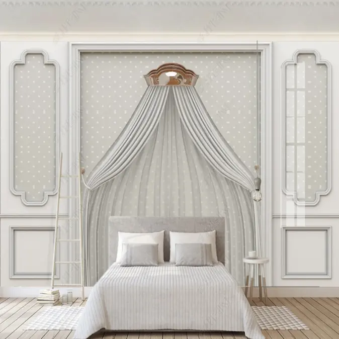 3 d wall decor Gypsum line European carved fresco bedroom design wall paper murals