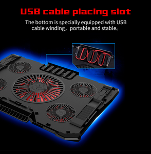 Refroidisseur pour ordinateur portable de jeu <span class=keywords><strong>17</strong></span> <span class=keywords><strong>pouces</strong></span>, 5 ventilateurs LED, tapis de refroidissement pour ordinateur portable - Product Image 6