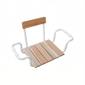 Asiento de Baño Ajustable de Madera de Alerce con Respaldo, Marco Blanco, 36 cm de Longitud, Equipo de Seguridad para Baño - Product Image 2
