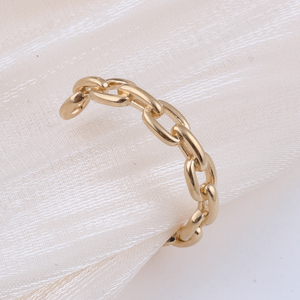 14K 골드 채워진 조정 가능한 3.8mm 폭 핑거 링 링크 체인 패턴 오픈 링 쥬얼리 매치 남성과 여성을위한 일일 의상 - Product Image 6